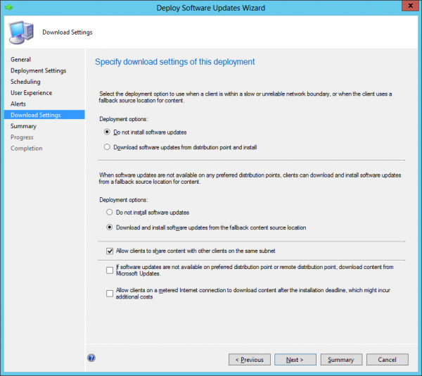 Using Microsoft Update as a source when content is not on the configured Distribution Point