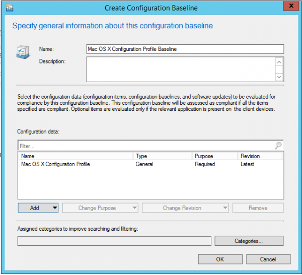 Creating the baseline with the Mac OS X Configuration Profile CI