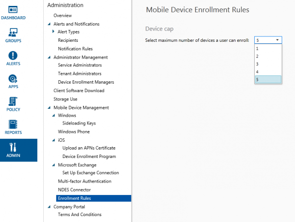 Cap the enrolled devices per user