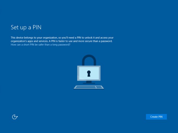 Creation of the PIN is forced
