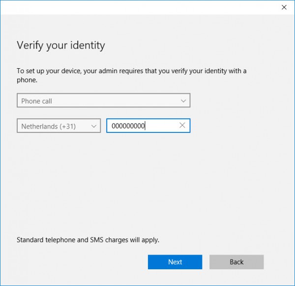 Supply a phone number to prove your identity